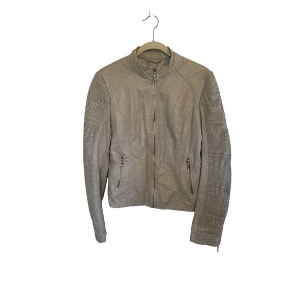 LA Coalition Moto Jacket Faux Leather Size Medium Fall Jacket Vegan Leather - Picture 1 of 7